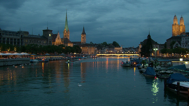 Zurich river in evening